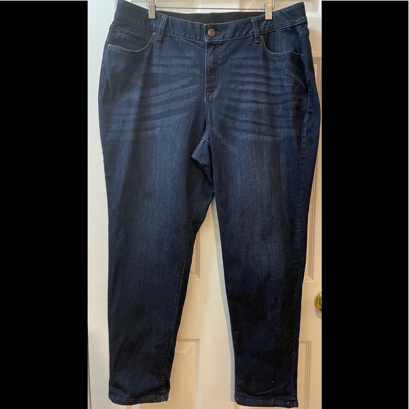 Venezia Dark Whisker Wash Tapered Jeans With Elastic Lined Waist Women’s Size 18 - Picture 1 of 4